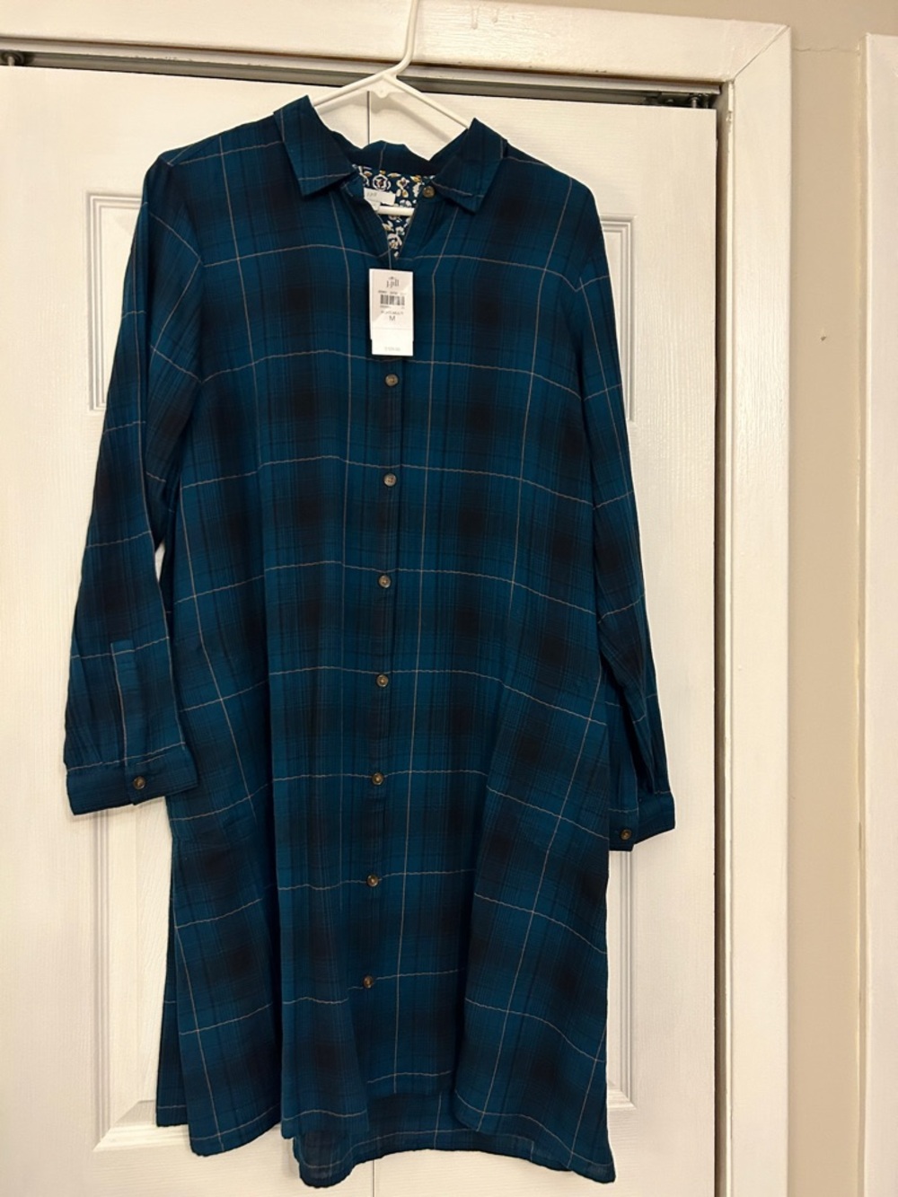 Women’s teal plaid dress. J Jill size medium new with tags.
